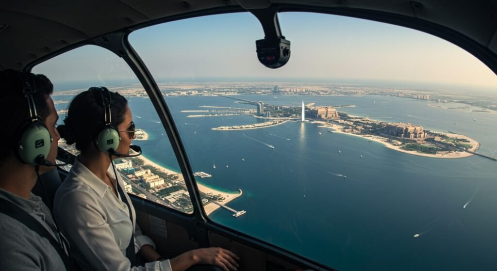 3. Take a Helicopter Tour Over Abu Dhabi’s Coastline